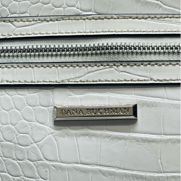 DANA BUCHMAN Off White Croco Leather Bag Small Shoulder Bag Womens Crossbody Bag - Picture 5 of 10